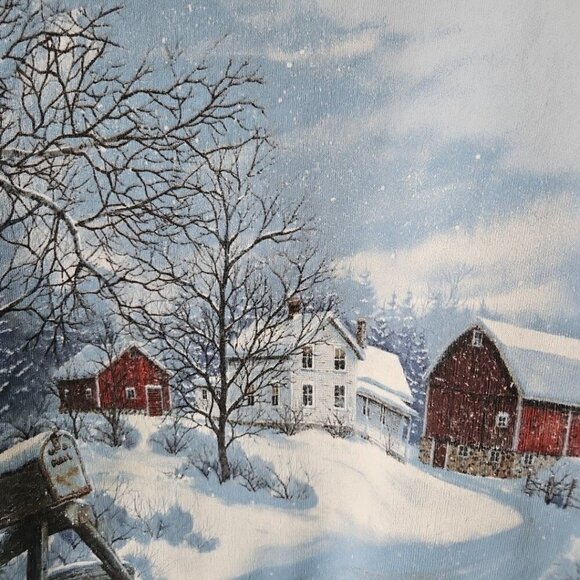 Vtg 80s 90s All Over Print Winter Wonderland Nature Sweatshirt Art Graphic XL - Picture 2 of 14